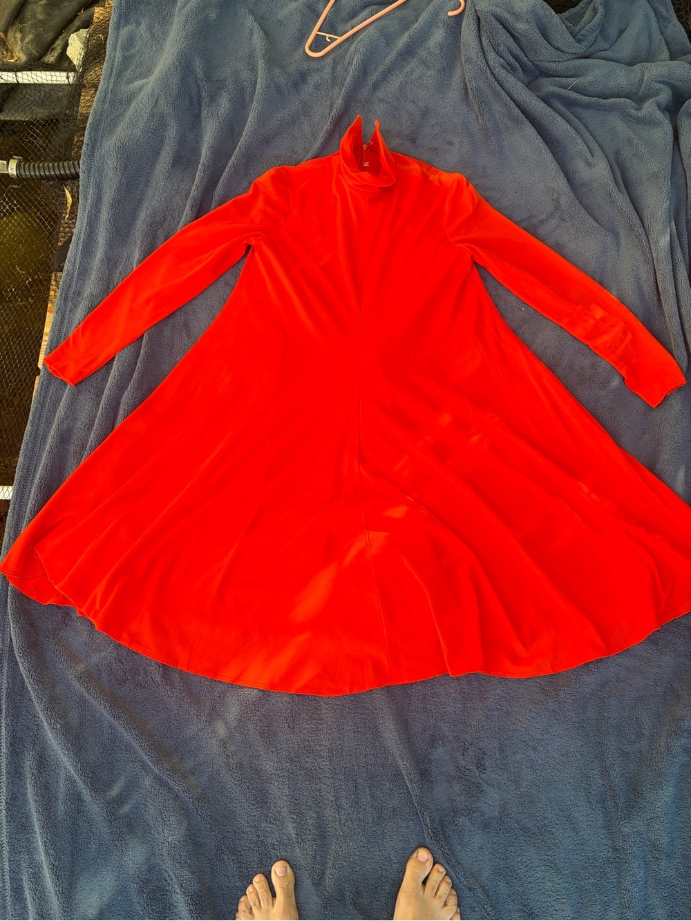 1970’s Vintage Red Long-Sleeve A-Line Dress with Turtleneck
